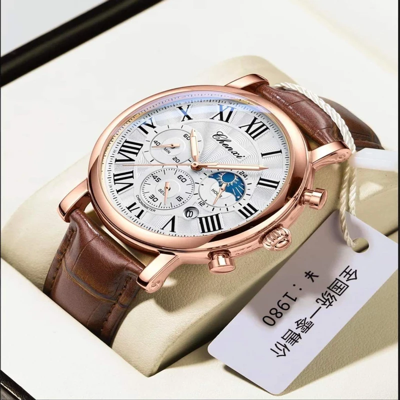 CHENXI Chronograph Quartz Classic Business Mens Leather Watch (LW-3420)