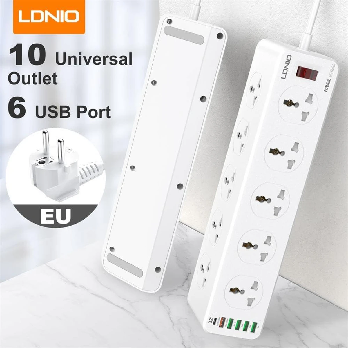 LDNIO 30W 10 Port + 1PD + 1QC + 4USB Universal Power Socket