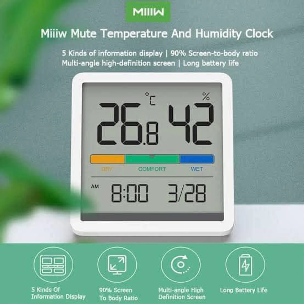 Xiaomi mMiiiw temperature and humidity clock 3.3” inch wall mount