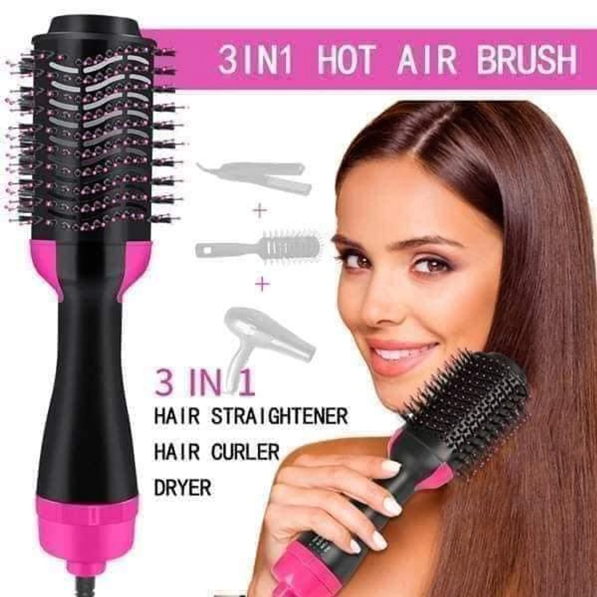 One step hair straightener brush