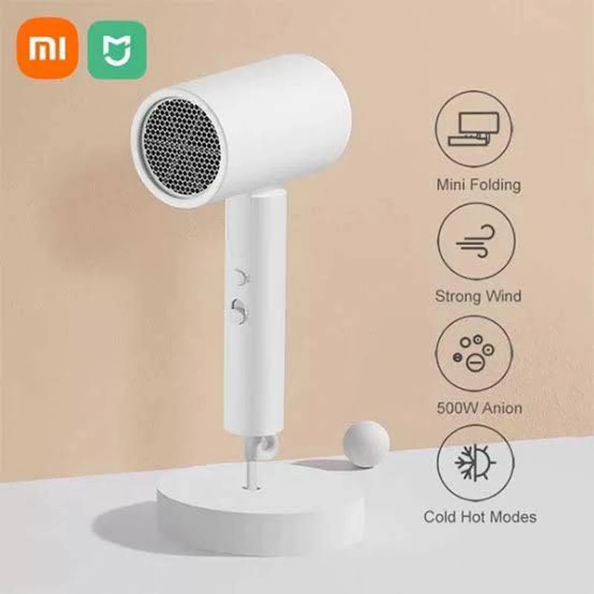 Hot selling Xiaomi Mijia Portable Hair Dryer Foldable H101 Anion Hair Care Professional Hair Dryer 1600W